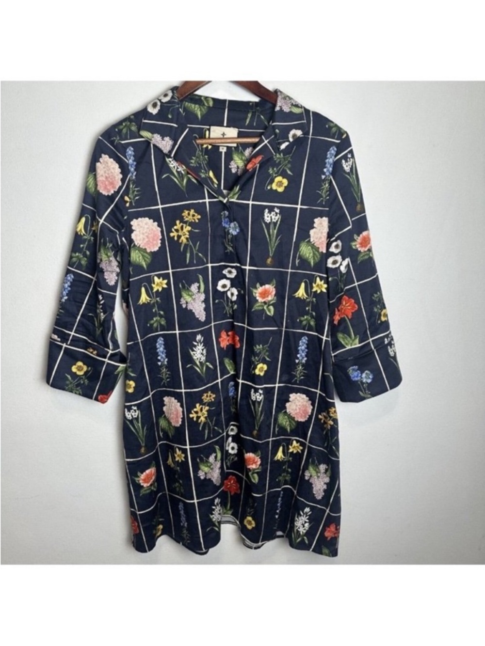 Tuckernuck Navy Floral Grid Midi Dress